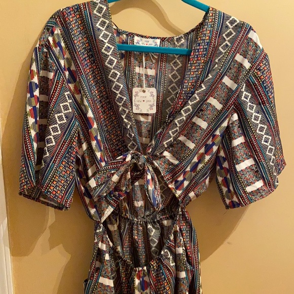 Boho printed tie front romper- Nordstrom - Picture 2 of 4